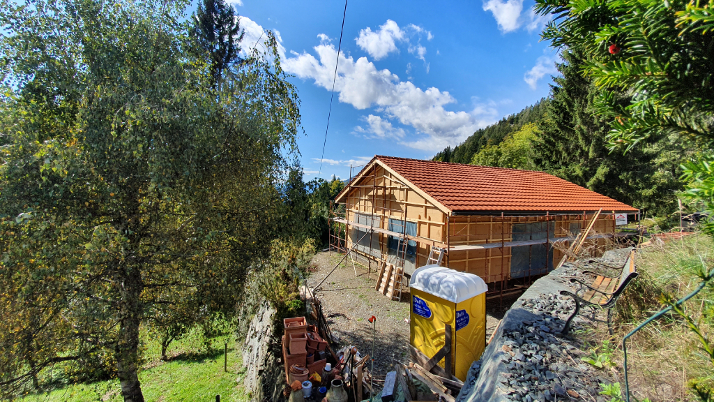 Dachdeckung abgeschlossen. 